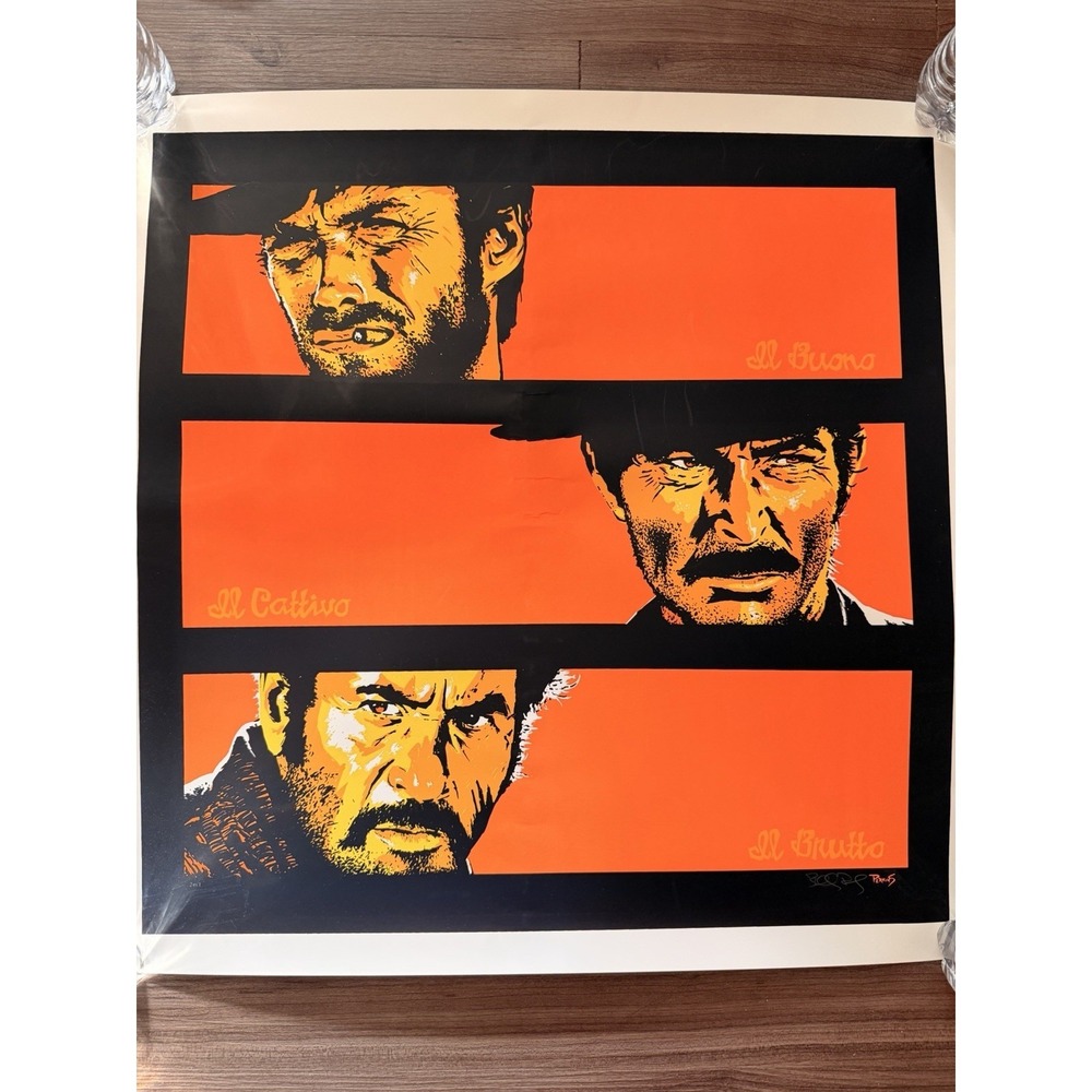 Il Buono Il Cattivo Il Brutto 2017 Screenprint‎ Poster 24x24 Signed Perkins